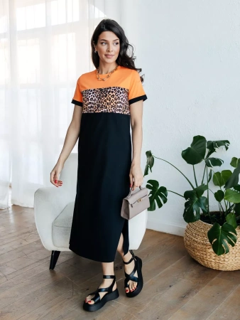 Платье трикотажное леопардовое больших размеров ПЛК569