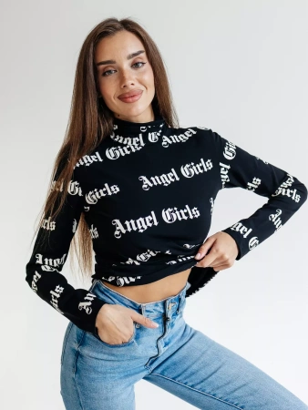 Водолазка женская облегающий лонгслив с принтом ДК572