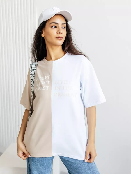 Футболка базовая с принтом оверсайз больших размеров