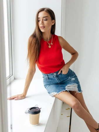 Топ под пиджак в рубчик спортивная майка