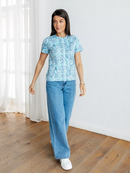 Футболка прямая с принтом хлопок больших размеров ФК561