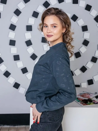 Кофта теплая одежда с принтом и блестками