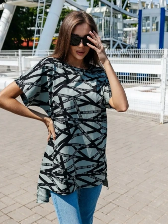 Туника женска оверсайз домашняя с принтом платье