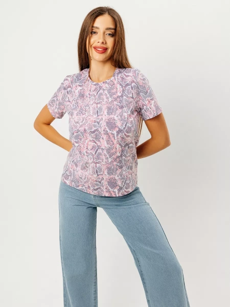 Футболка прямая с принтом хлопок больших размеров ФК561