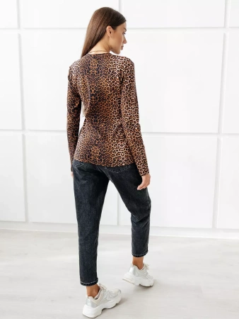 Лонгслив леопардовый женский облегающий с принтом дк571