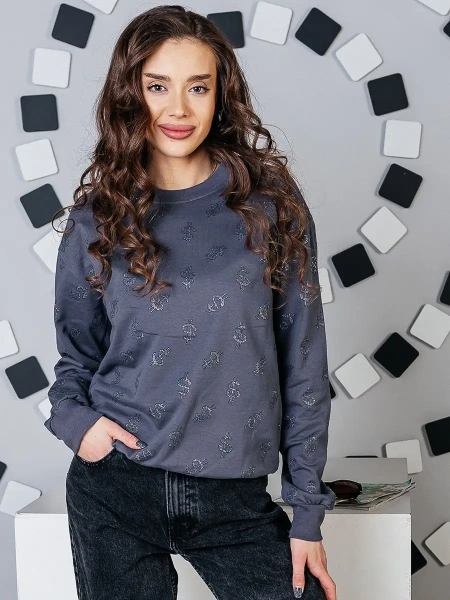 Кофта теплая одежда с принтом и блестками