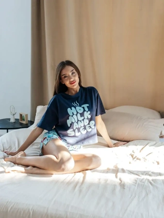 Пижама женская с шортами большие размеры хлопок