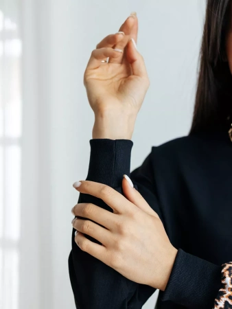 Трикотажное платье водолазка леопардовое футер теплое плф597