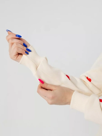 Свитшот женский с сердечками кофта модная ДФ580