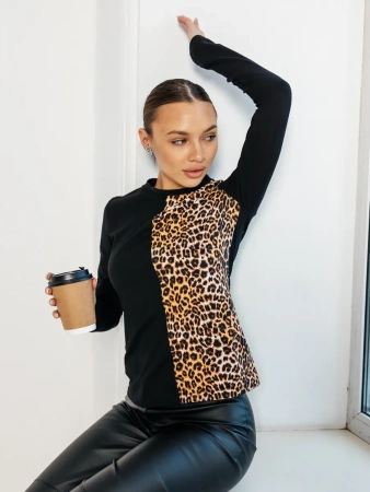 Лонгслив женский облегающий с принтом дк573