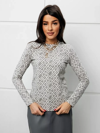 Лонгслив женский облегающий с принтом больших размеров дк571