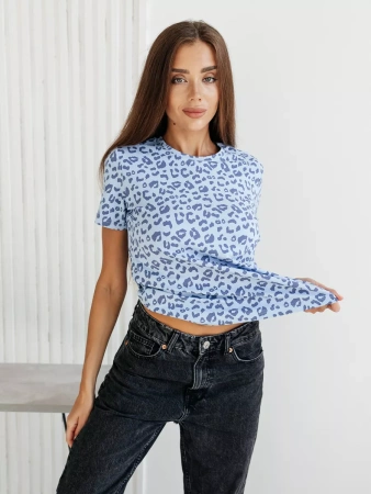 Футболка прямая с принтом хлопок больших размеров ФК561