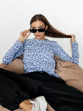 Лонгслив леопард женский облегающий с принтом дк571