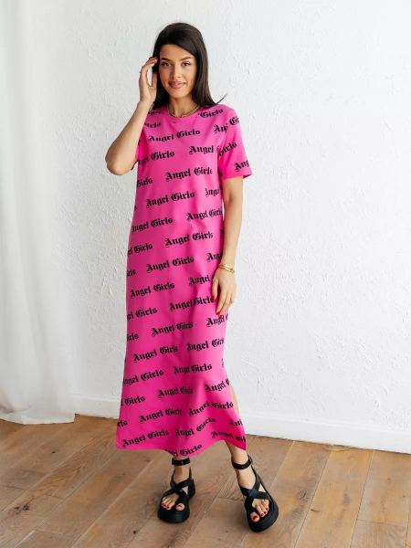 Платье женкое трикотажное с принтом больших размеров ПЛК609