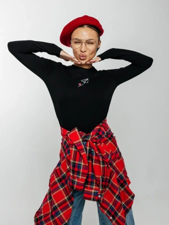 Лонгслив женский с принтом на груди нарядный ДК589