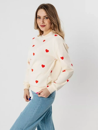 Свитшот женский с сердечками кофта модная ДФ580