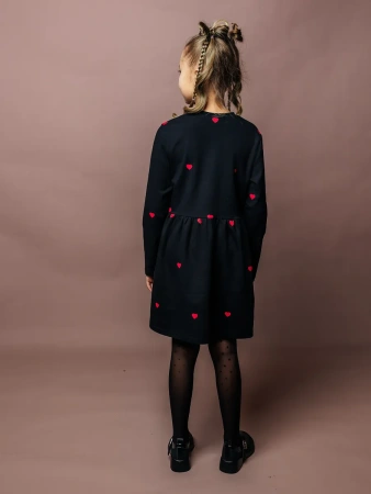 Платье для девочки черное нарядное с длинным рукавом