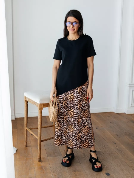 Платье женское леопардовое больших размеров длинное