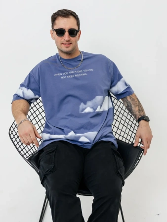 Футболка базовая оверсайз с принтом хлопок летняя