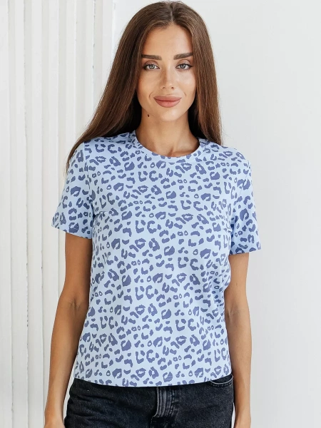 Футболка прямая с принтом хлопок больших размеров ФК561