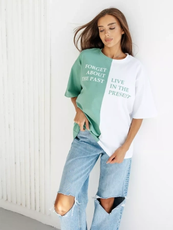 Футболка с принтом оверсайз больших размеров ФК531