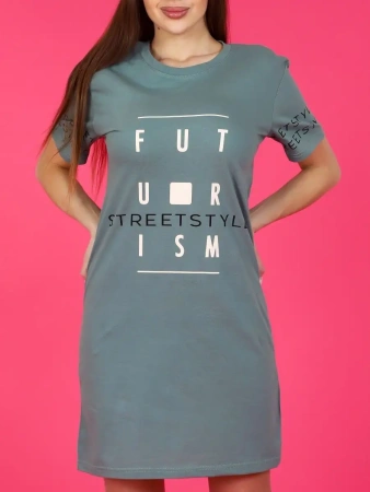 Туника женская домашняя больших размеров с принтом