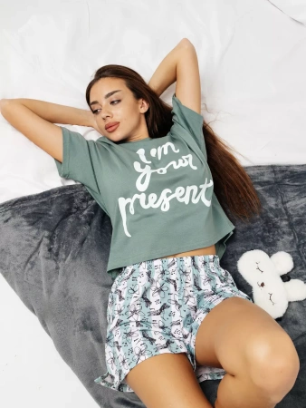 Пижама женская с шортами большие размеры хлопок