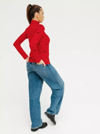 Водолазка женская облегающий лонгслив с принтом ДК572