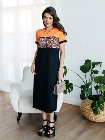 Платье трикотажное леопардовое больших размеров ПЛК569