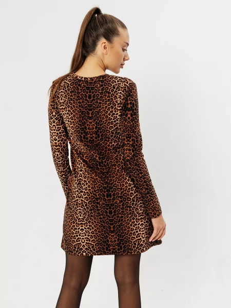 Платье женское леопардовое праздничное футер теплое ПЛФ591