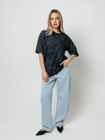 Футболка женская летняя варенка оверсайз базовая хлопок