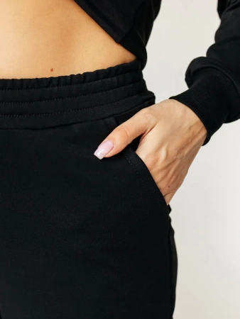 Брюки джоггеры на резинке домашние черные БФ595