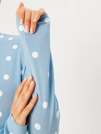 Лонгслив в горошек женский облегающий с принтом дк571