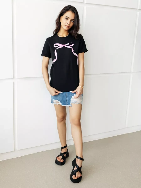 Футболка базовая хлопок с принтом больших размеров