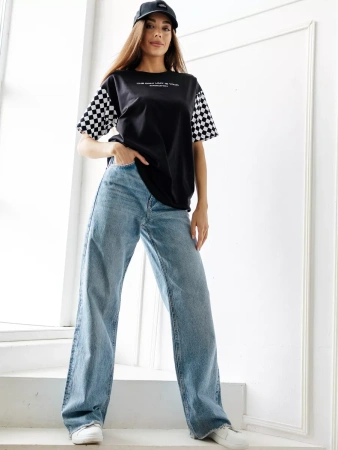 Футболка оверсайз с принтом длинная