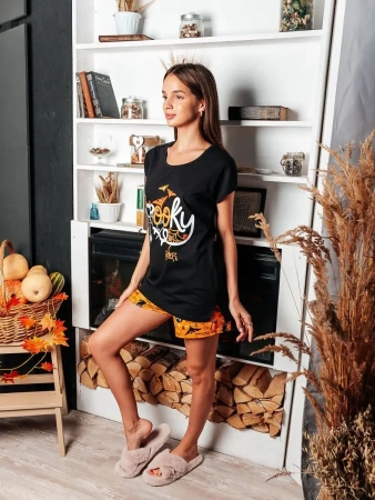 Пижама женская с шортами домашний костюм хлопок