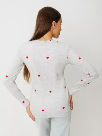 Лонгслив с сердечками облегающий с принтом дк571