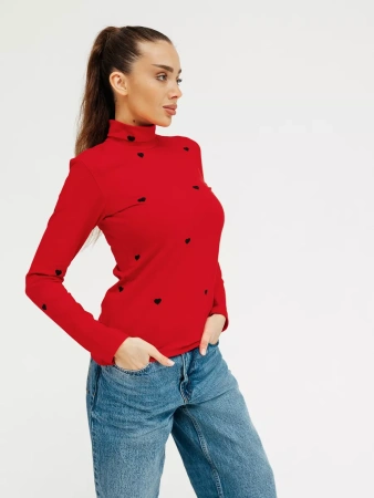 Водолазка женская облегающий лонгслив с принтом ДК572