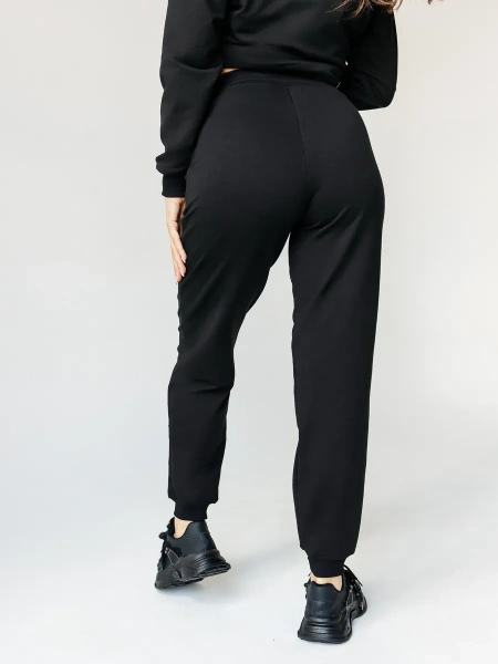 Брюки джоггеры на резинке домашние черные БФ595