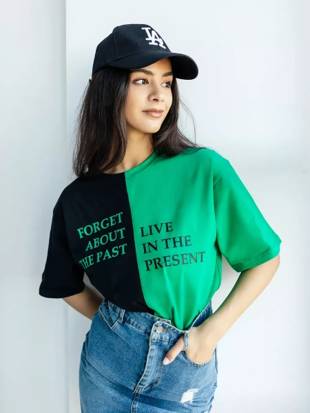 Футболка с принтом оверсайз больших размеров ФК531