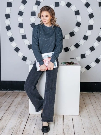 Кофта теплая одежда с принтом и блестками