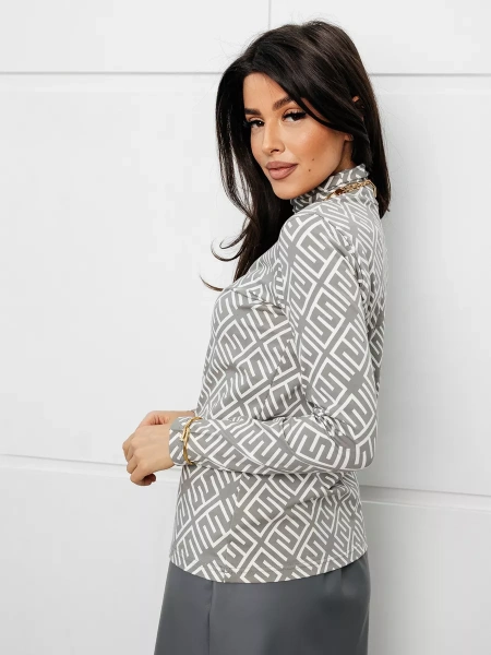 Водолазка женская облегающий лонгслив с принтом ДК572