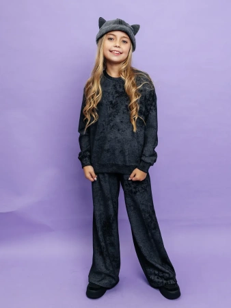 Брюки для девочки черные прямые варенка