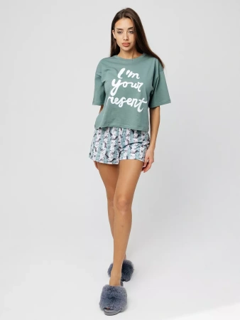 Пижама женская с шортами большие размеры хлопок