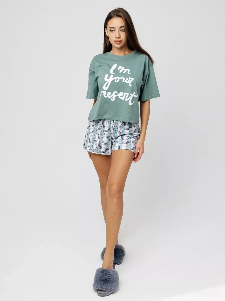 Пижама женская с шортами большие размеры хлопок