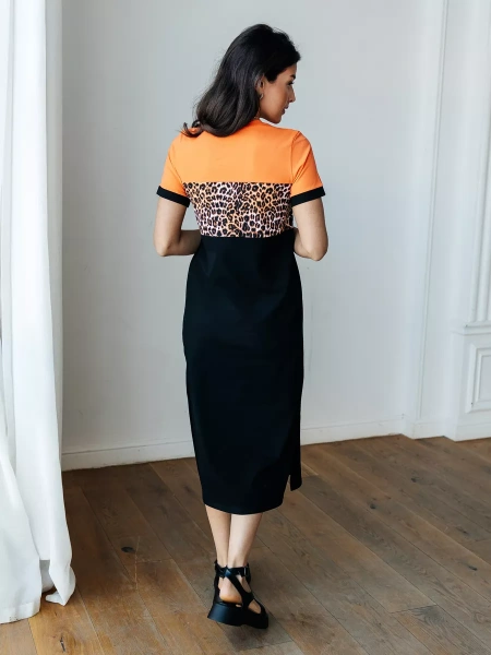 Платье трикотажное леопардовое больших размеров ПЛК569