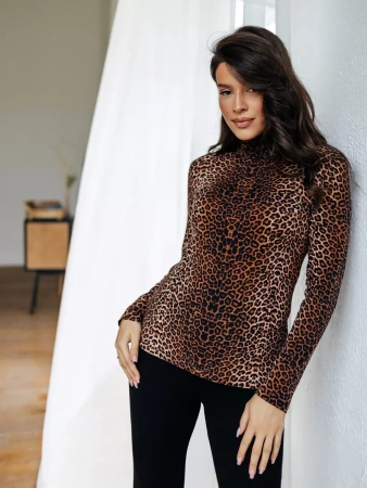 Водолазка женская облегающий лонгслив с принтом ДК572