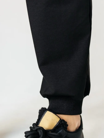 Брюки джоггеры на резинке домашние черные БФ595