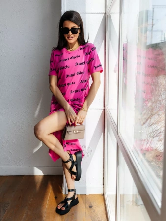 Платье женкое трикотажное с принтом больших размеров ПЛК609