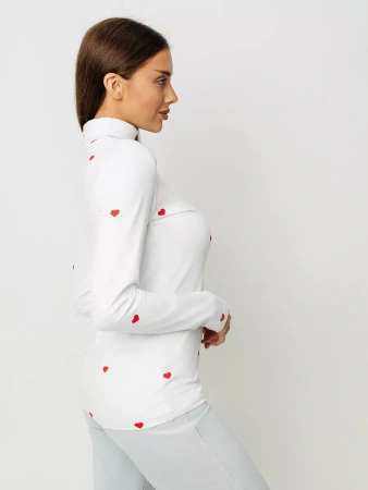 Водолазка женская облегающий лонгслив с принтом ДК572